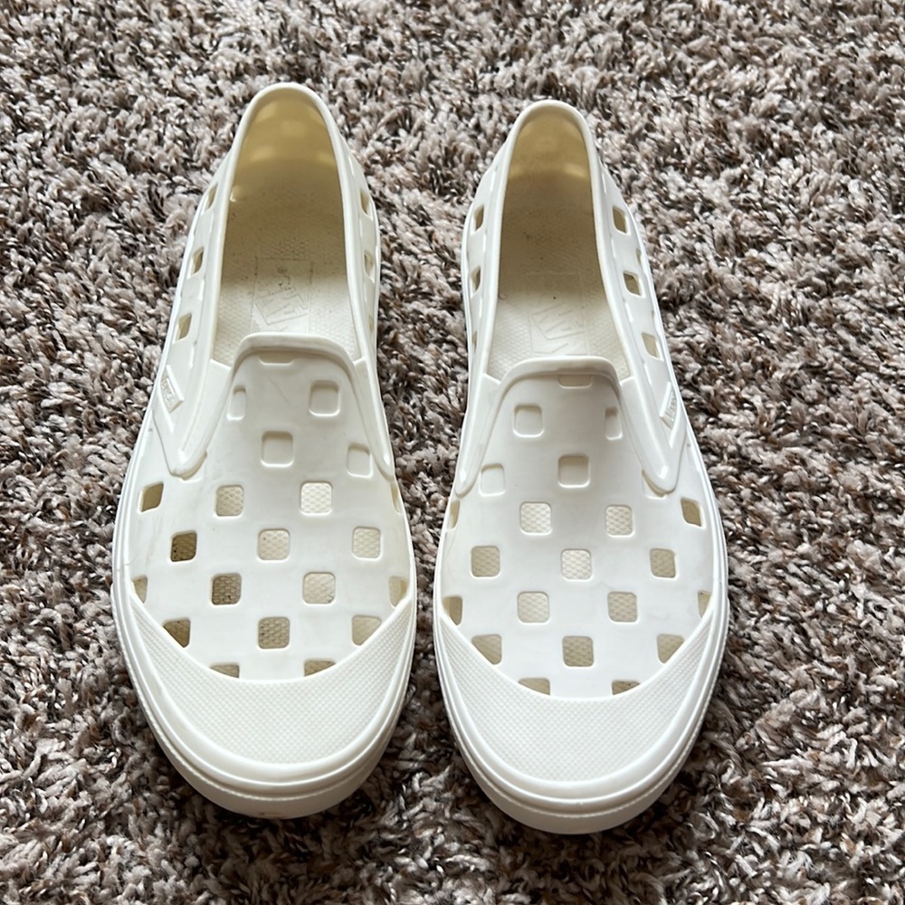 Vans White Slip-On Perforated Rubber Sneakers